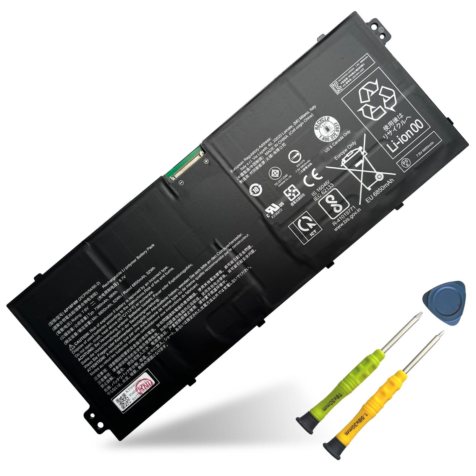 Photo 1 of ASODI AP18F4M Laptop Battery Compatible with Acer Chromebook 714 CB714 CB714-1W CB714-1WT 715 CB715 CB715-1W CB715-1WT / Spin 7 SP714-61NA Series 2ICP5/54/90-2 KT.00404.001 7.6V 56Wh/7380mAh