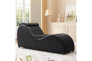 CECER Yoga Chair, Faux Leather Lounge Chair with Adjustable Head Cushion,Indoor Curved Yoga Lounge Chair for Adults,Relaxing Lounge Chair,Exercising Chair for Living Room,Apartment(Black)