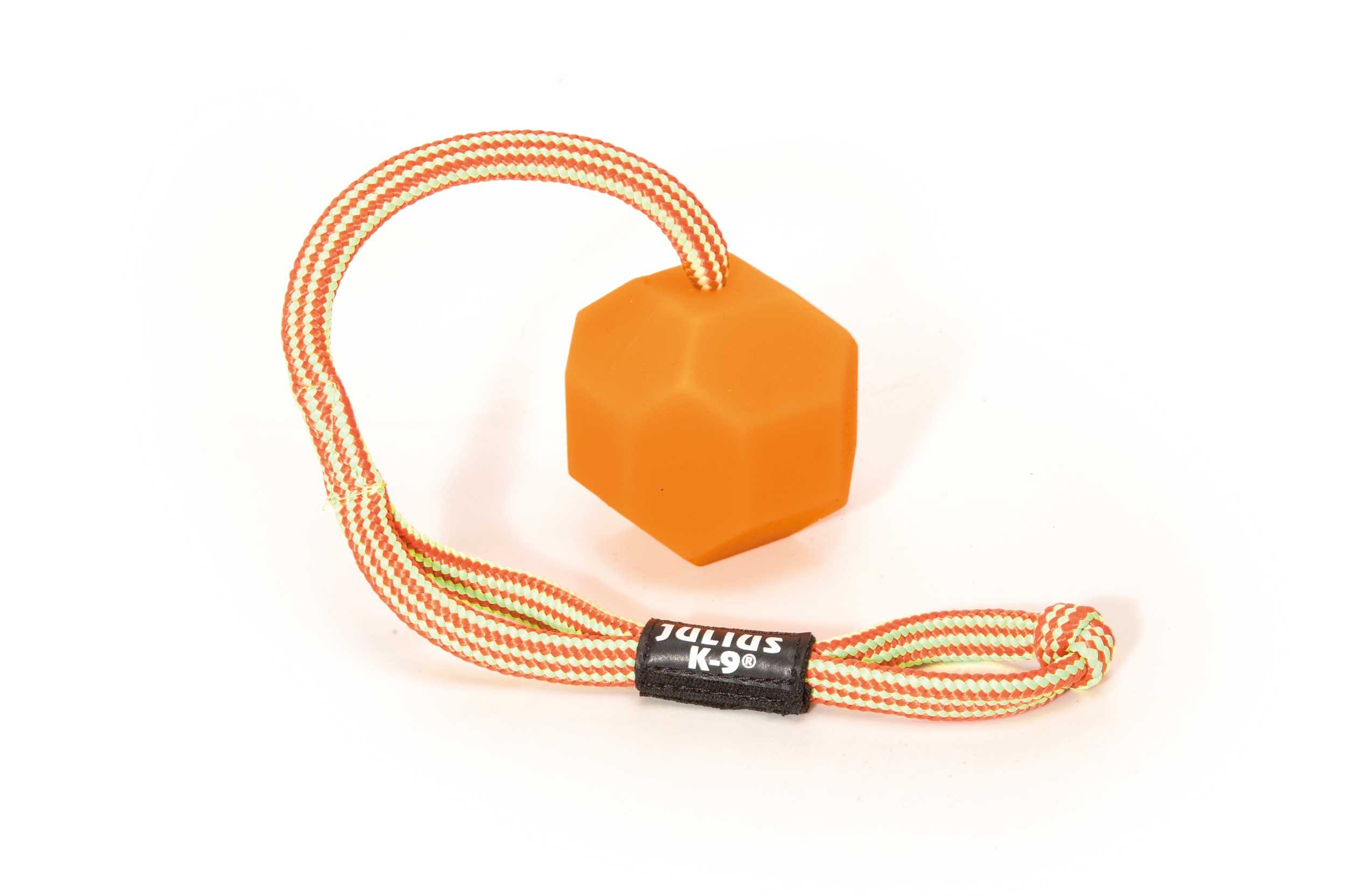 JULIUS-K9 IDC Neon Fluorescent Ball with String, 60 mm, Orange - Soft version