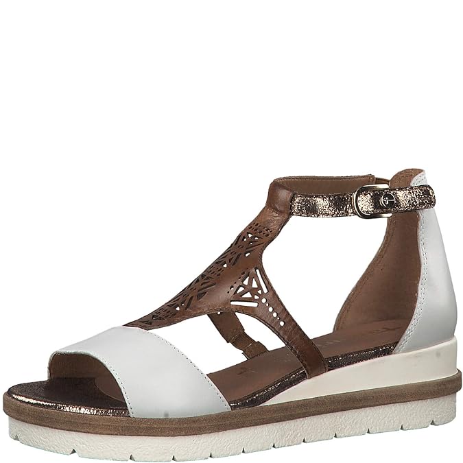 Tamaris 1-1-28228-22 Damen Keilsandalen,Sandalen,Keilsandaletten,Keilabsatz,Sommerschuh,bequem,flach,Touch-IT