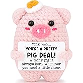 Easter Basket for Teens Graduation Emotional Positive Crochet Animals Pink Pig for Women Friends Sister Daughter Teens Girls Her, Positive Thinking of You Inspirational Cheer Up for Adults Gifts