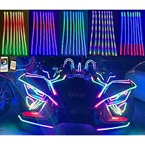 8-Pack 5ft RGB Color Chasing LED Light Strips - Bluetooth & Remote Control, IP68 Waterproof For Slingshot, ATV, UTV, Motorcycle