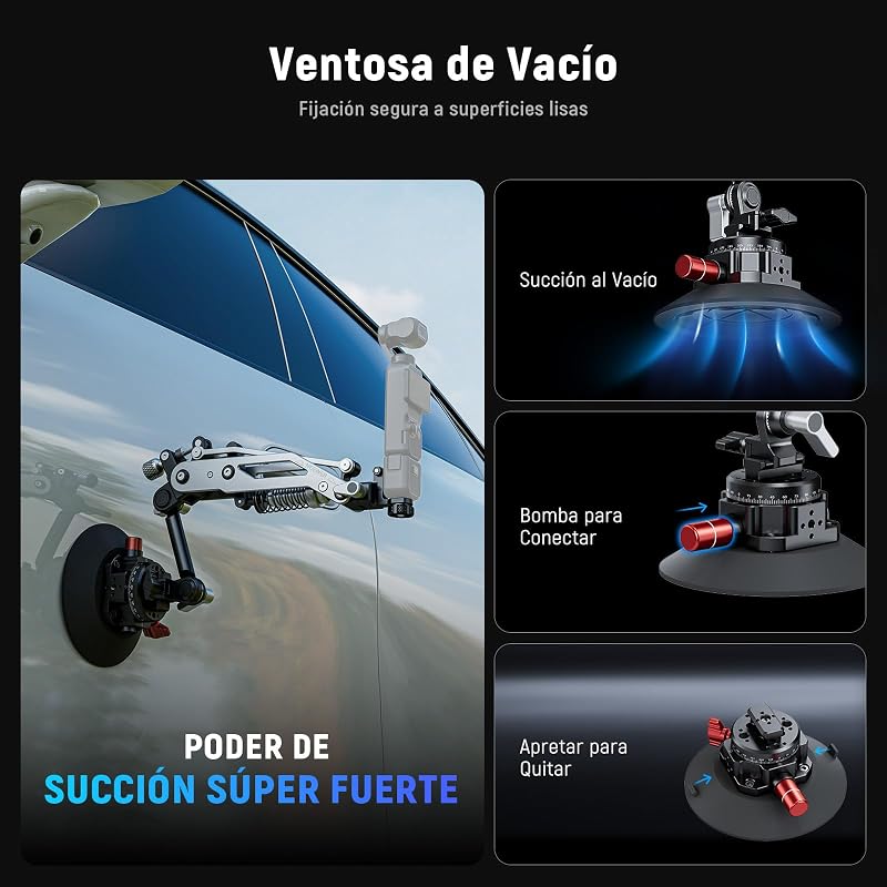 GA022 Soporte Cámara Acción Coche con Ventosa Vacío Brazo Hidráulico