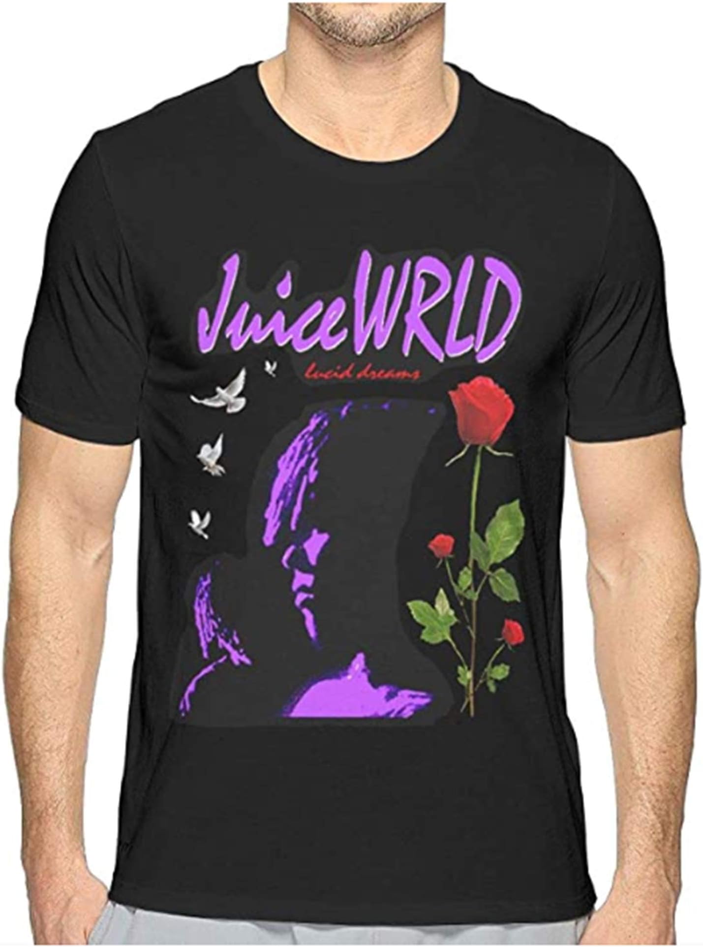 Man's Ju-ice-WRLD Skull Poster Adult Regular Fit Casual Short T Shirts Tee