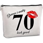 Pwrlveiut 70th Birthday Gift for Women - Travel Makeup Bag, Cosmetic Bag for 70 Year Old Woman Turning 70