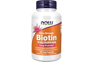 NOW Foods Supplements, Biotin 10 mg (10,000 mcg), Extra Strength, Energy Production*, 120 Veg Capsules