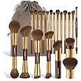 MAANGE 20 PCS Foundation Makeup Brush Set, Double-ended Kabuki Brush Contour Brush for Liquid Powder Concealer Cream Cosmetics Blending Blush Buffing Face Makeup Tools (Coffee Gold)