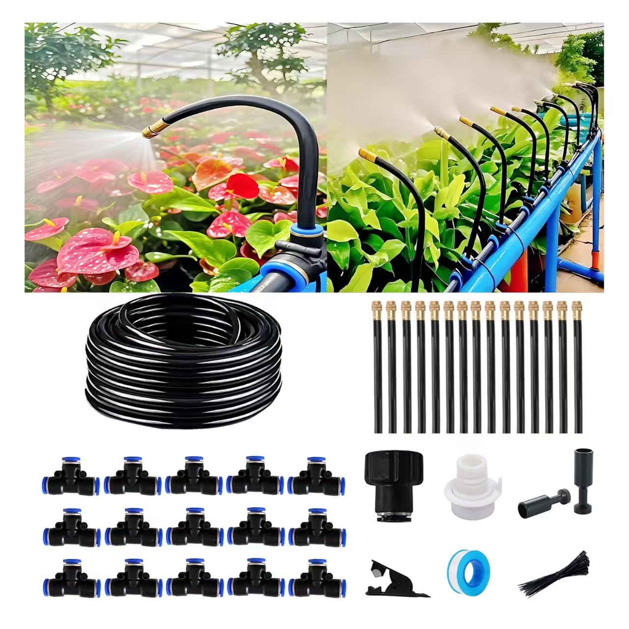 Photo 1 of ??Drip Irrigation Kit Automatic Watering System for Potted Plants, 360 Degree Adjustable Copper Micro Sprinklers, Quick Connect Tubing Fittings for Garden, Lawn, Patio, Balcony(15 Nozzles ?)