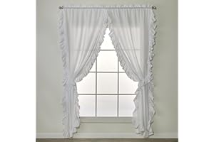 SKL Home by Saturday Knight Ltd. Sarah Panel Pair with Tiebacks, White, 82 inches x 84 inches