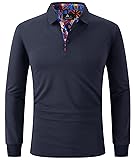 V VALANCH Men's Polo Shirts Long Sleeve Casual
