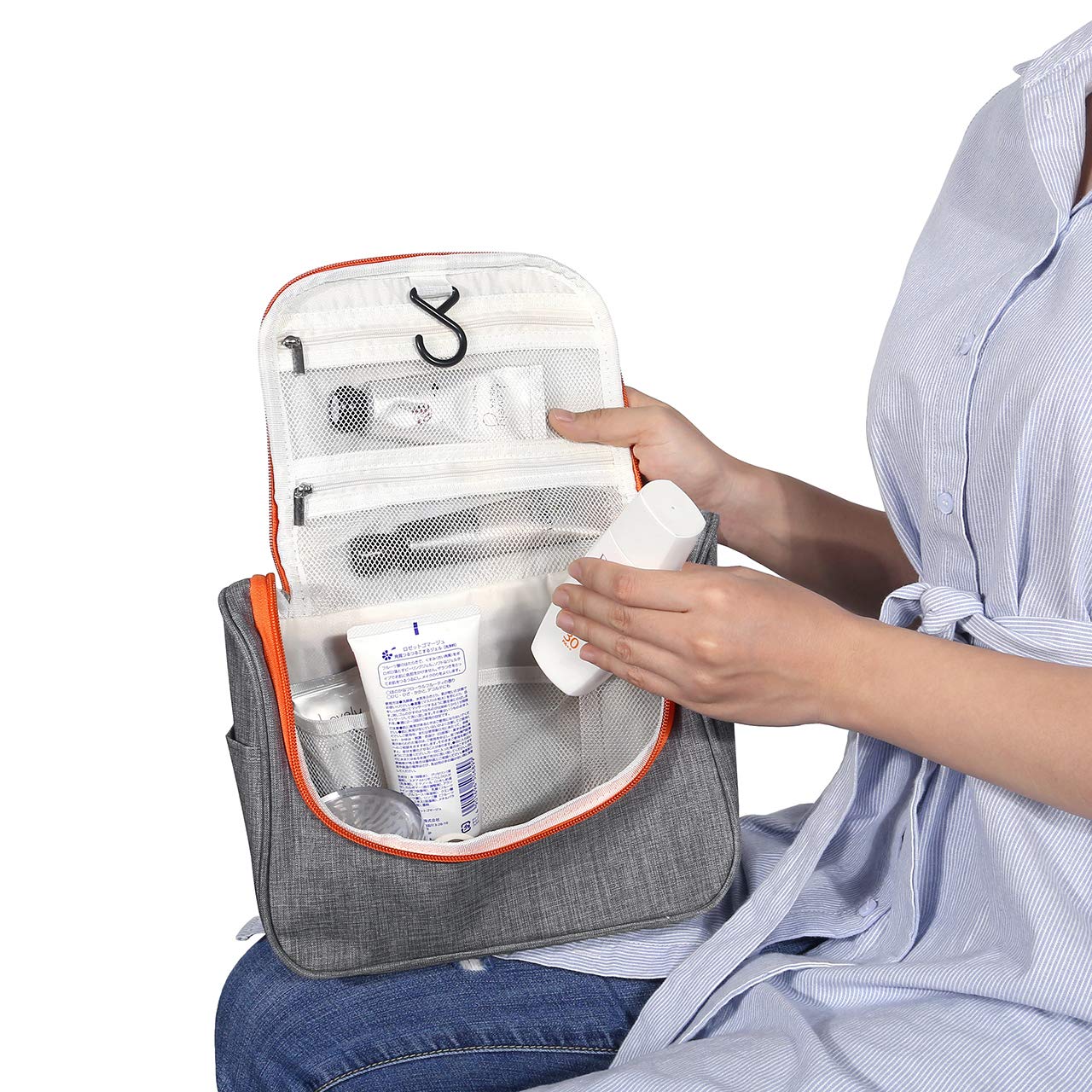 CozyCabin Hanging Toiletry Bag Travel Toiletry Kit for Men Women Toiletries Cosmetics Water Resistant with Mesh Pockets & Sturdy Nylon Hanging Hook Shower Bag, Organizer for Travel Accessories