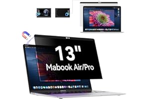 PROTESCREEN Privacy Screen MacBook Air 13 in (2018-2021, M1)/MacBook Pro 13 Inch(2016-2022, M1, M2), Magnetic Removable Anti Glare Blue Light Filter with Camera Cover,Anti Spy Laptop Screen Protector for Mac 13In