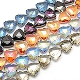 KISSITTY 10pcs Electroplate Glass Beads Triangle Faceted Crystal Spacer Loose Beads Random Mixed Color 18x18mm for DIY Bracelet Necklace Jewelry Making