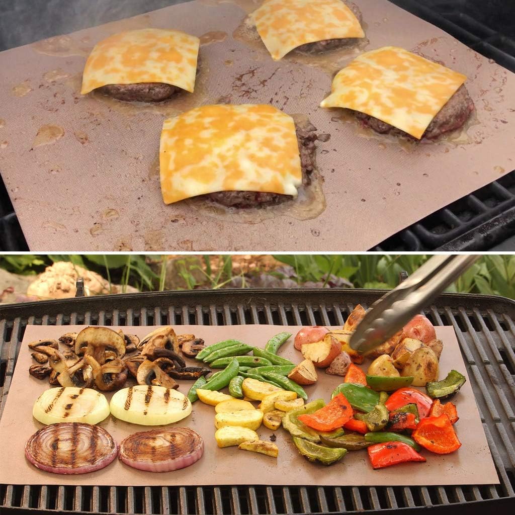 Aoocan Copper Grill Mat - Set of 5 Heavy Duty BBQ Grill Mats Non Stick, BBQ Grill & Baking Mats - Reusable, Easy to Clean Barbecue Grilling Accessories - Extended Warranty : Garden & Outdoor