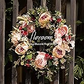 Floroom Floral Wreath, Artificial Peony Wreath, 15"-16" Front Door Decorations Wall Decor