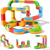 88 pcs KlickRail&reg; Electric Train Set Race Track for 3 4 5 6 7 8 Years Old | Building Toy Train Track Gravity-Defying 3D Embedded Layouts &amp; Motorized Car, STEM Gift(Deluxe Set(88 piece)