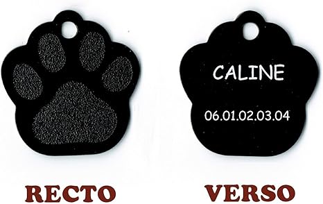 Medaille Gravee Chien Chat Modele Petite Patte De Chat Calinette Noire Amazon Fr Animalerie