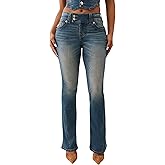 True Religion Joey Low Rise Flare Women's Jeans | Vintage Denim with Flap Pockets & Iconic Stitching