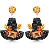 Thanksgiving Earrings Beaded Pumpkin Coffee Cup Earrings Handmade Autumn Jewelry Drop Dangle Earrings for Women Girls Thanks Giving Jewelry Gifts