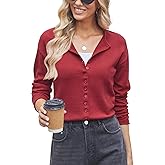Women Crop Knit Cardigan Lightweight Crewneck Button Up Sweater Fitted Short Cardigans Layering Top