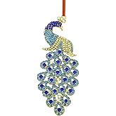 Tuquland Blue Peacock Christmas Ornaments 2025 Beautiful Peacock Ornament for Tree Metal Hanging Christmas Ornaments with Rhinestones Crystal Xmas Ornament Keepsake Gifts for Women Girl