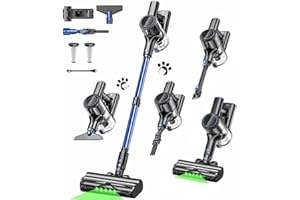 OUYFHK Cordless Vacuum Cleaner, 45KPA 8 in 1 Lightweight Vacuum Cleaners for Home, 50Mins Anti-Tangle Stick Vacuum, LED Display, Rechargeable Vacuum for Pet Hair/Carpet/Floor (Blue)