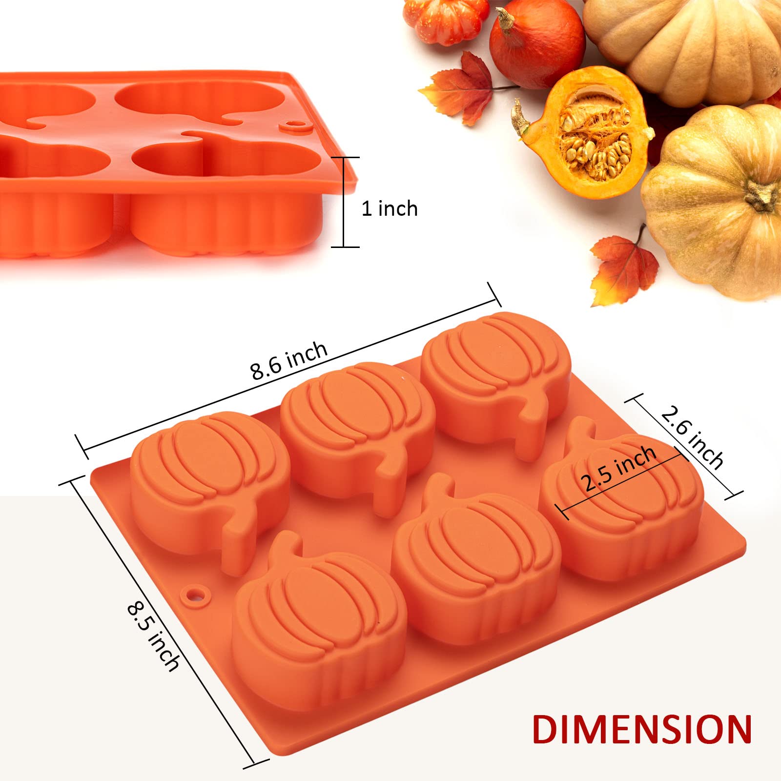 Silicone Pumpkin Molds, 2 Pack Pumpkin-Shaped Cake Molds Thanksgiving Oreo Molds Muffin Cupcake Pan Hot Chocolate Bomb Mold for Halloween Thanksgiving Fall Baking and Wax Melts Soap Making