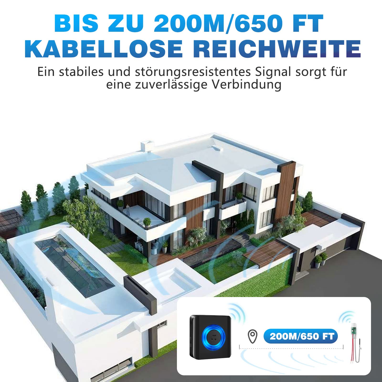 Satisure Funksignal Weiterleitung, Türklingel Weiterleitung Funk Klingelanlagen Funkkonverter(3-24V) Funk Gong Erweiterung Set 58 Melodien & 5 Lautstärkestufen für Türklingel Kabelgebunden 6