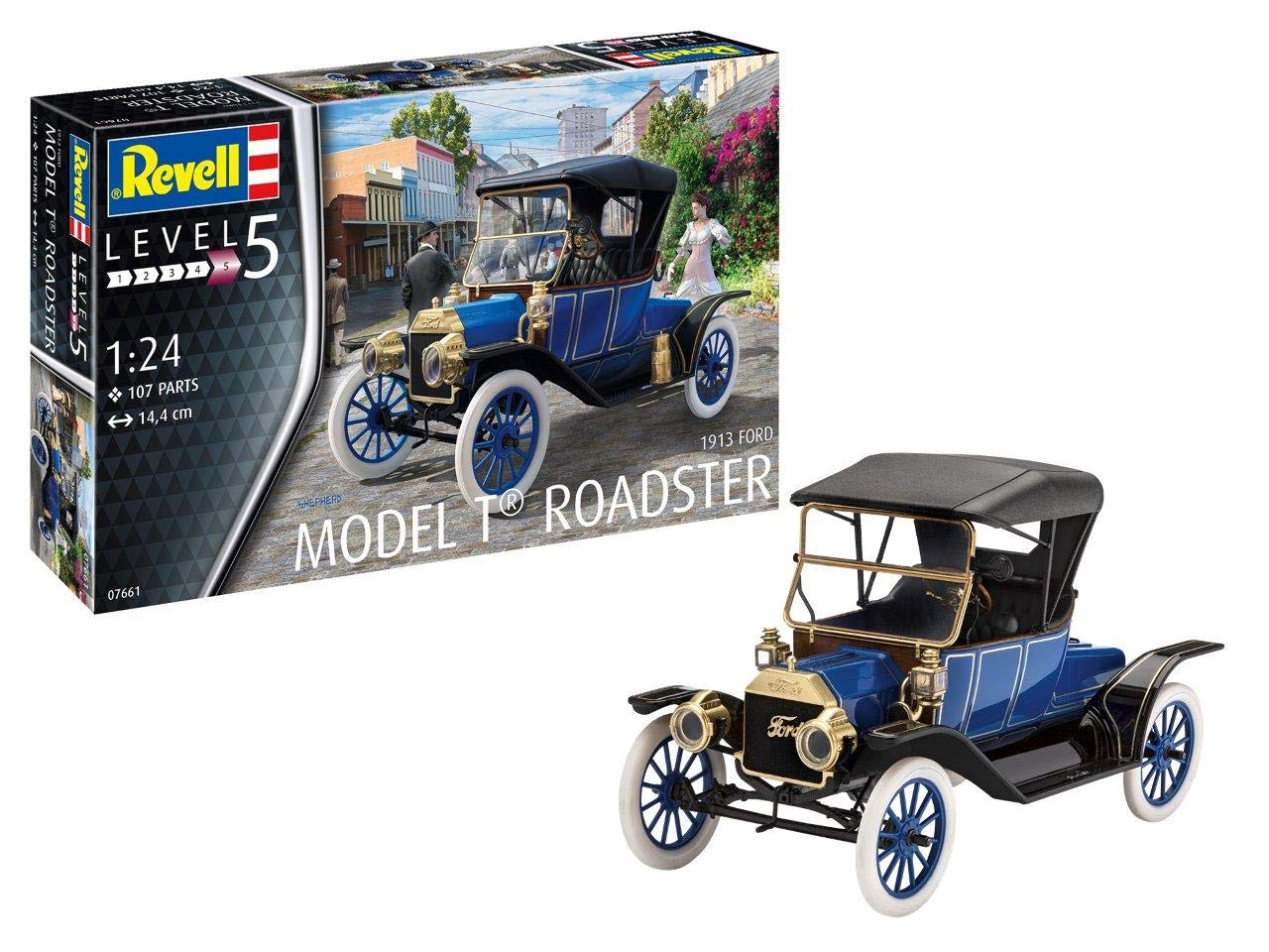 Revell RV07661 07661 7661 1:24 Ford T Roadster (1913) Plastic Model Kit, Various, 1/24