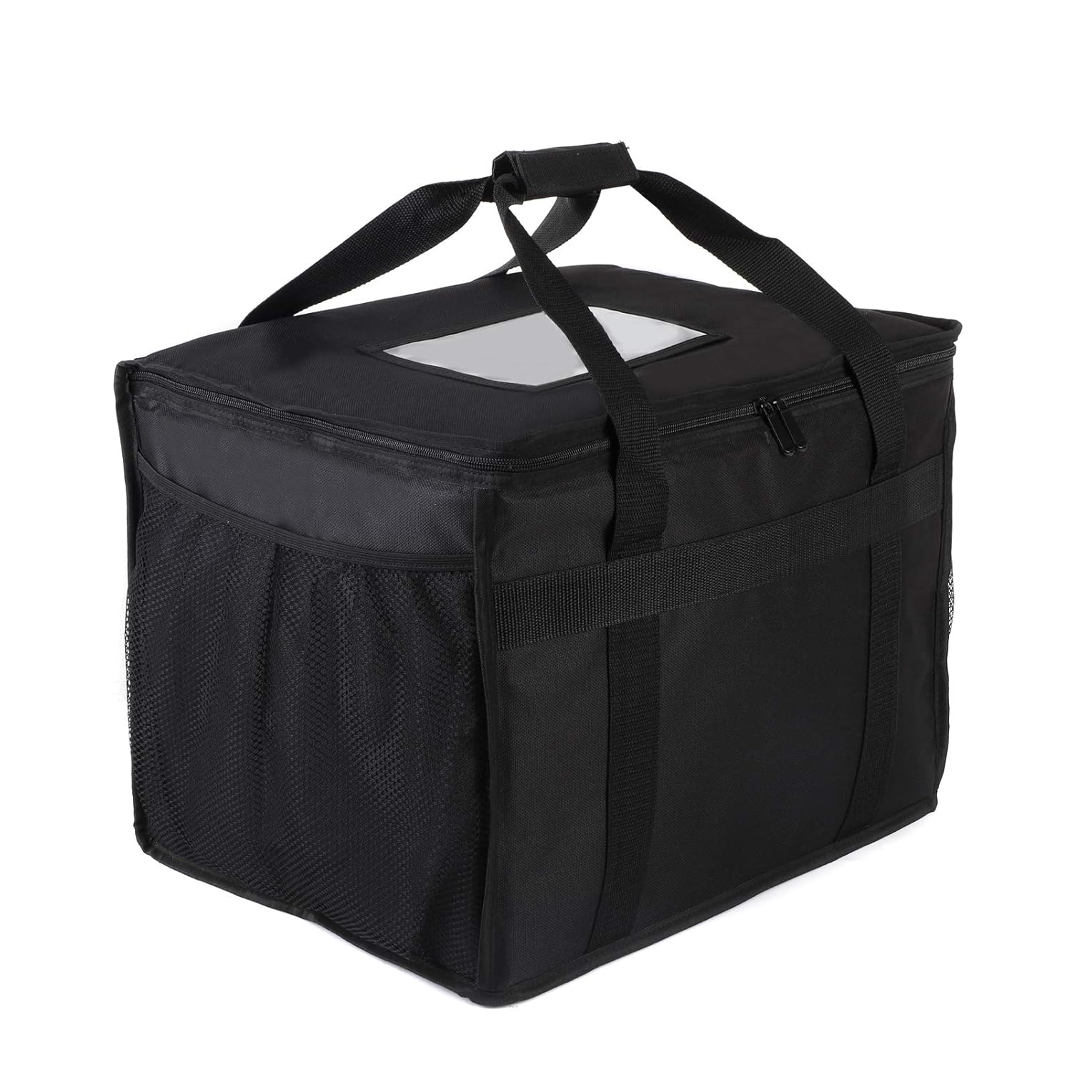 Insulated Pizza Carrier Bag for Food delivery -Foldable Heavy Duty Food Warmer Grocery Bag for Camping Catering Restaurants with Mesh Pockets