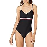 Tommy Hilfiger Womens Classic V-Neck One Piece Swimsuit