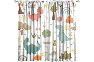DDCBNS Cartoon Dinosaur Curtains for Kids,Colorful Dino Cute Rainbow Printed Window Treatments for Boys Girls Nursery Bedroom Living Room Décor,2 Panels Set,Total Size 42 x 54 Inch