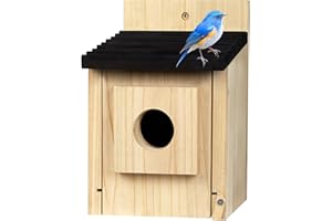CLACKIBUKVYZ Birdhouse for Outdoors Clearance, Wooden Bluebird House for Outside, Weatherproof Hanging Bird Nesting Box for Finch, Cardinal, Wild Bird Watching (Easy Clean, Ventilated)
