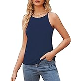 Degkim Trendy Camisole Tops for Women Hign Neck Tank Top Sleeveless Shirts Loose Fit Cami Tanks