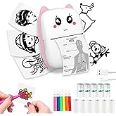 Mini Sticker Printer with 10 Rolls Paper, Thermal Printer Portable Sticker Maker, Bluetooth Inkless Printers Compatible with iOS & Android, Pocket Impresora Portátil for Notes, Journal, DIY, Kids Gift