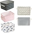 Pack Of 5 Mini Canvas Storage Baskets - Foldable Organizers For Makeup, Books, Baby Toys & Home Decor, 8x6x5.5 Inch