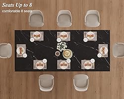 HSH 78” Black Dining Table for 6 to 8, Rectangle