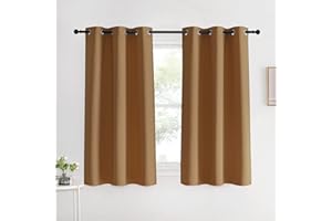 NICETOWN Blackout Curtain Panels for Girls Room, Gold Brown, 1 Pair, 42 x 60 Inch, Nursery Essential Thermal Insulated Solid Grommet Top Blackout Drapes