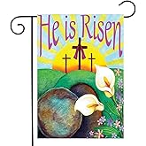 LHSION He is Risen Garden Flag 12.5 x 18 Inch Easter Cross Religious Decorative Double Sided Flag for Holiday Outdoor Decoration