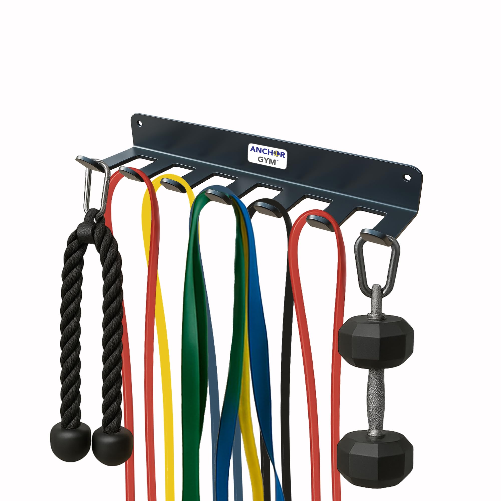 Anchor Gym Resistance Band Storage Rack - Gym Rack Organiser for Ropes, Straps & Small Dumbbells - (L-17 Inches) - (Screws Included)