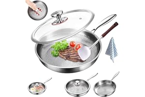 Casten - Co Titanium Pans, Pure Titanium Pan, 2026 Upgrade to 100% Titaniums Frying Pan with Lid, Extreme Heat-Resistant & La
