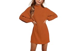 Virmoku Fall Winter Girls Oversized Sweater Dress Turtleneck Batwing Long Sleeve Kids Teen Tween Casual Sweaters Girl Dresses