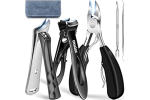 DRMODE Toenail Clippers for Thick Toenails, Long Handled Toe Nail Clippers for Thick Nails for Seniors with Wide Opening, Professional Stainless Steel Slanted Curved Ingrown Toenail Clippers for Men