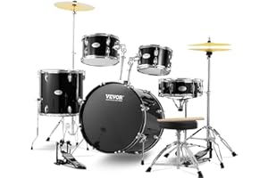 VEVOR Adult Drum Set, 5-Piece, 22 inches Complete Full Size Drum Kit with Bass Toms Snare Floor Drum Adjustable Throne Stands