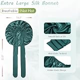 BONNET QUEEN Silk Bonnet for Sleeping Curly Hair Adjustable Dark Green Medium view 3
