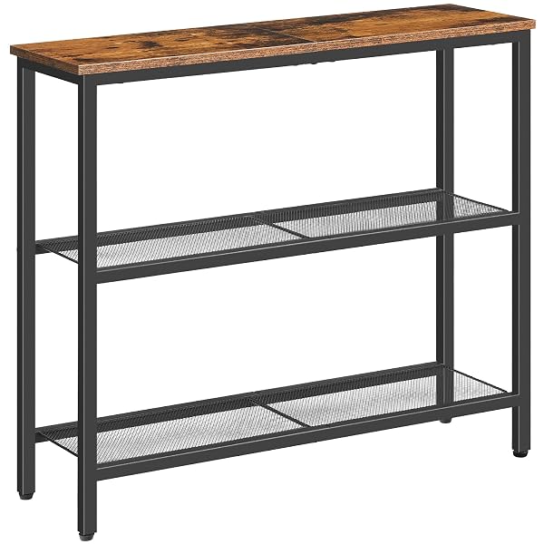 HOOBRO 29.5″ NARROW CONSOLE TABLE, 3-TIER ENTRYWAY TABLE,...