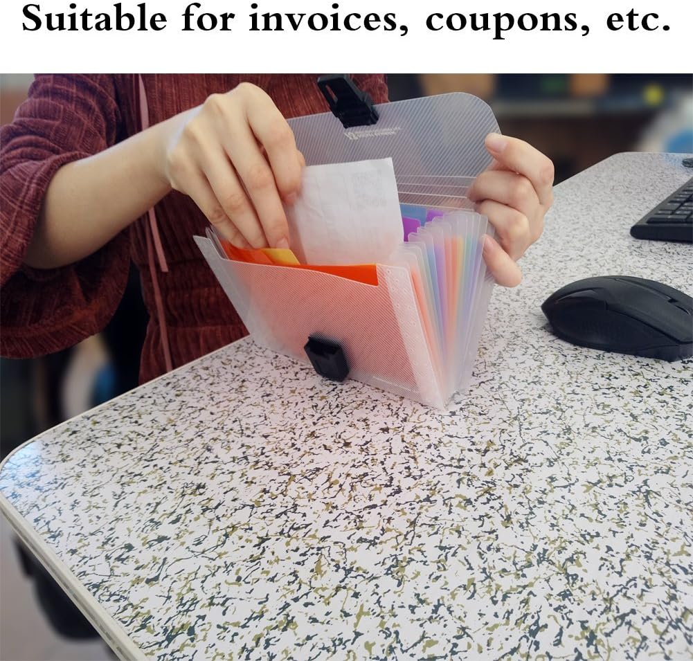 13 Pockets Accordian File Organizer, 7x4.5 Inches, A6 Plastic Wallet for Cards, Coupons, Receipt, Tax Item, Mini Expanding Folders, Expandable Portable Folder : Office Products