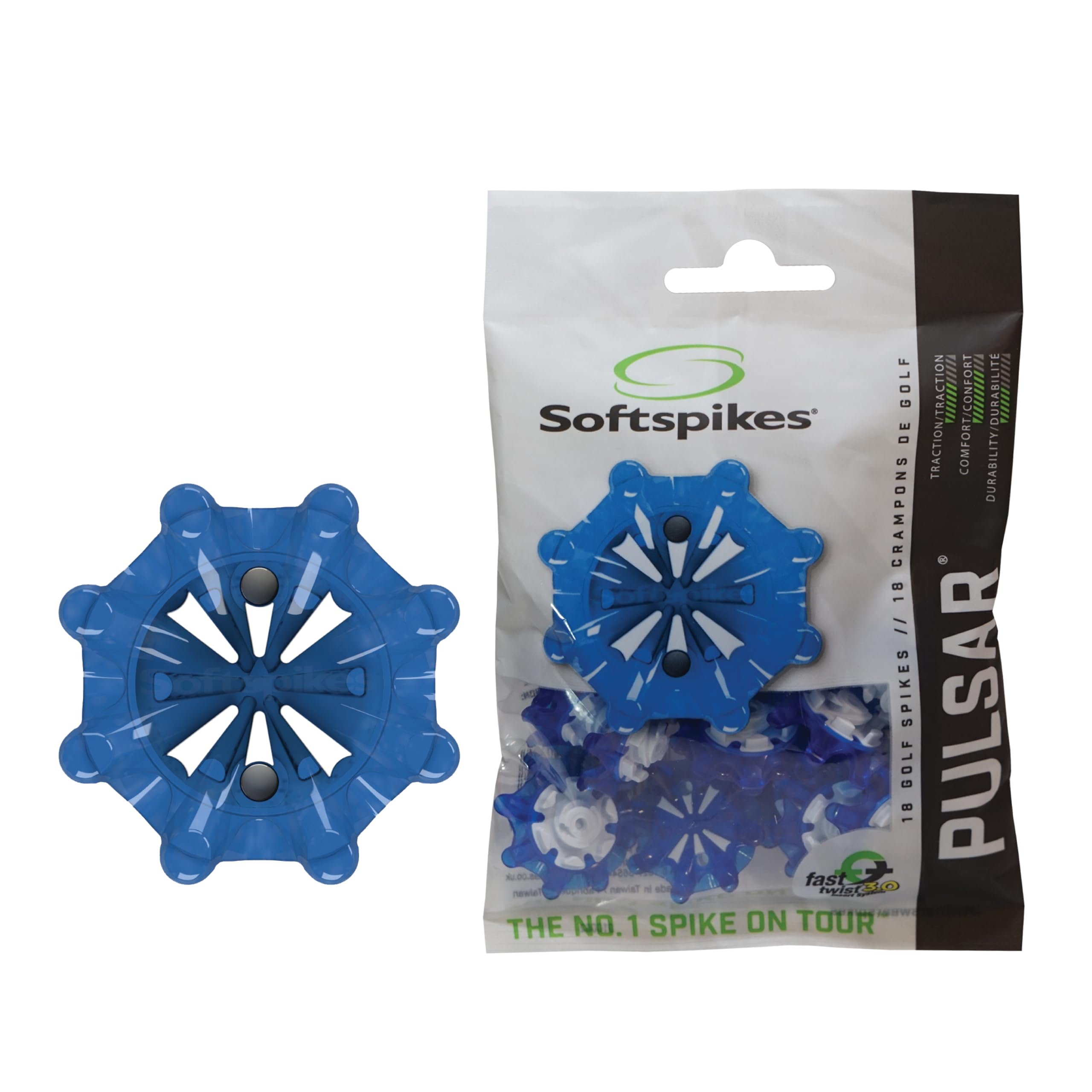 Softspikes Pulsar Cleat (FTS 3.0), Azure/White, Bag of 1 set