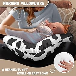 TSVAGA Nursing Pillow for Breastfeeding, Black Cow