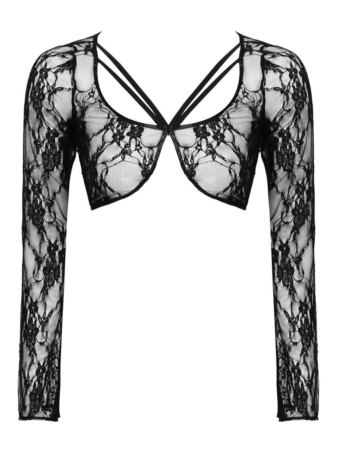 Buy YiZYiF Women's Lace Arm Sleeve Shapewear Sexy Crop Tops Slimming